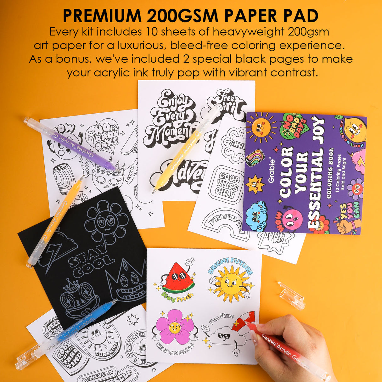 Grabie Bold &amp; Bright Coloring Kit - Forest Color

Unleash your creativity with the Grable Bold &amp; Bright Coloring Kit! This collection is your all-in-one artistic adventure, combining smooth, vibrant acrylic gel pens with high-quality themed coloring books. Whether you are an experienced colorist or just starting out, this kit provides everything you need to transform your drawings, journals, and crafts into dazzling, colorful masterpieces.