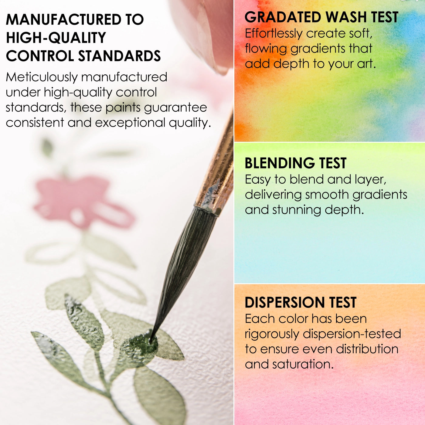 Comprehensive Color Range - Features 50 meticulously curated colors for smooth blending and rich tonal variety, ideal for daily use and diverse artistic projects. &nbsp;

Exceptional Quality - Crafted with vibrant, high-grade pigments for clarity and brilliance, ensuring true colors and effortless blending for both beginners and experienced artists.

All-in-One Set - Includes everything you need—six detail brushes, a water brush pen, a nylon flat brush, a swatch sheet, and a sponge—ensuring you have all the