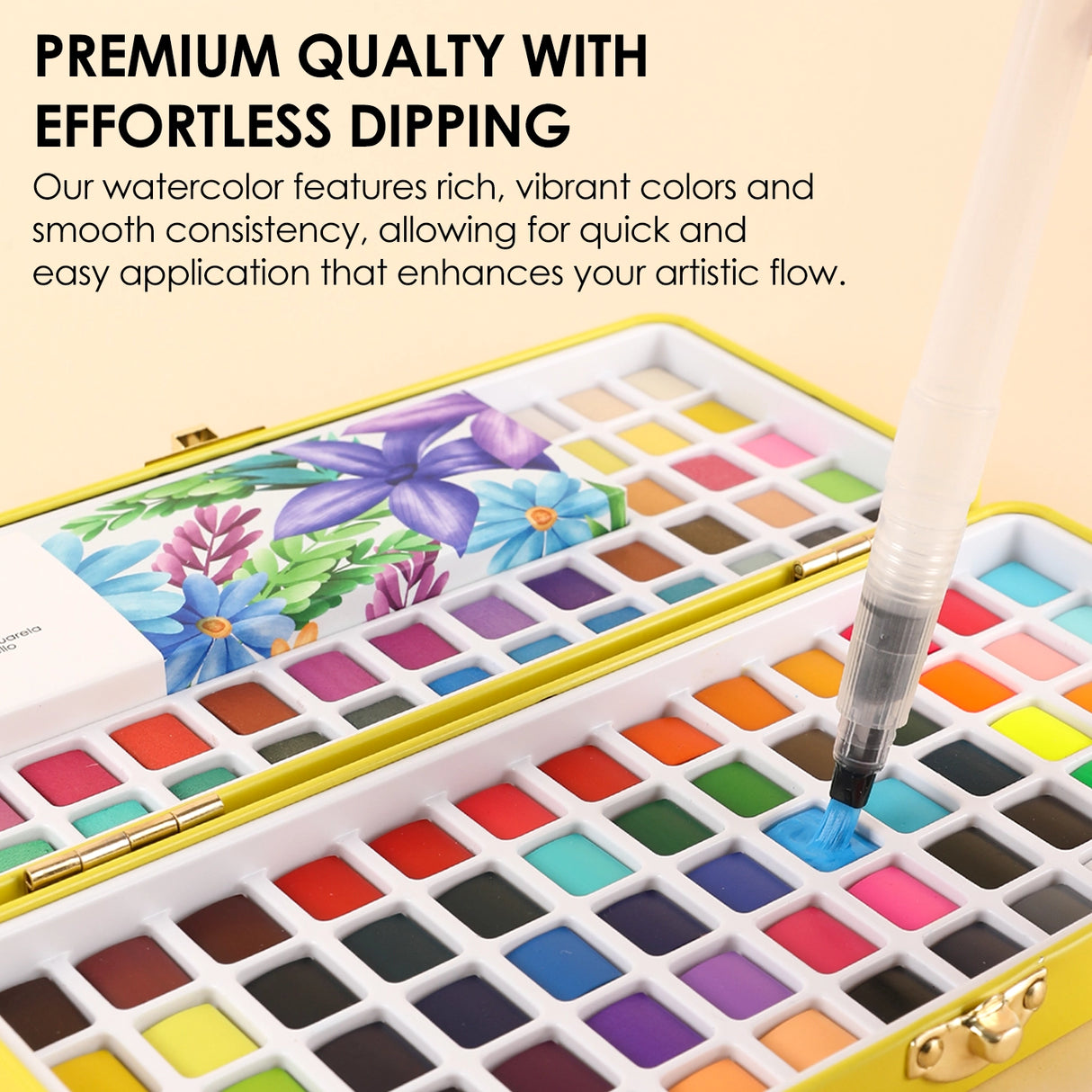 Endless Color Options - Enjoy a stunning selection of 100 vibrant shades, providing limitless choices for every artistic project and allowing for unique color combinations and gradients.

Superior Paint Quality - Formulated with high-quality, modern pigments, these watercolors deliver rich pigmentation, excellent transparency, and optimal performance for a true-to-color experience.