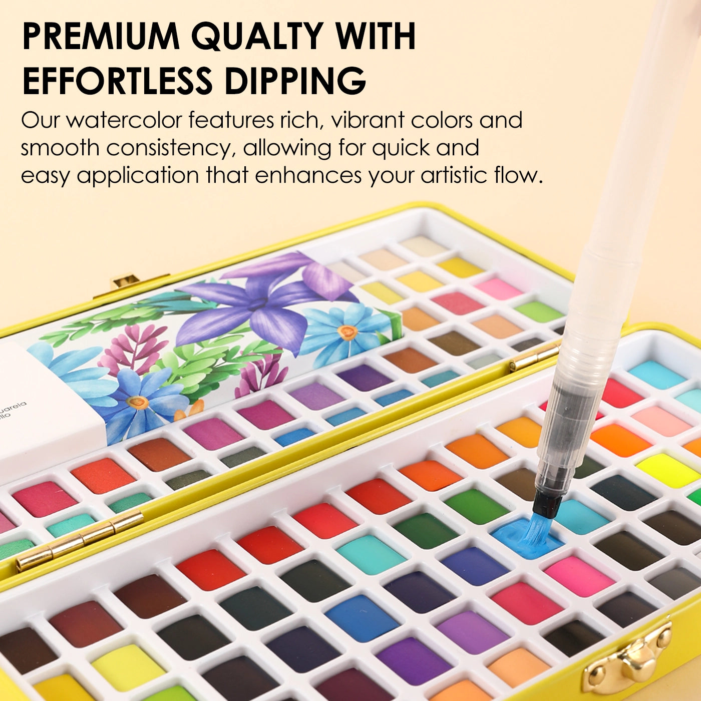 Endless Color Options - Enjoy a stunning selection of 100 vibrant shades, providing limitless choices for every artistic project and allowing for unique color combinations and gradients.

Superior Paint Quality - Formulated with high-quality, modern pigments, these watercolors deliver rich pigmentation, excellent transparency, and optimal performance for a true-to-color experience.