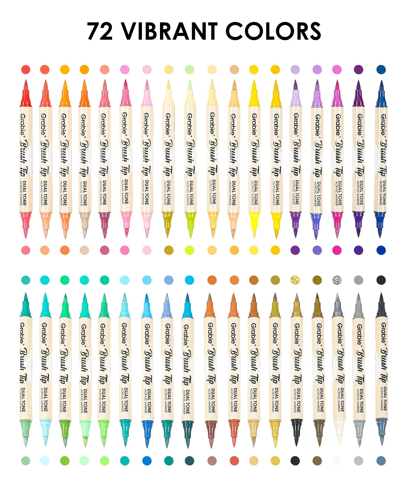 Unlock your creativity with the Grabie Dual Tip Marker Set! Experience premium Grabie Art Supplies featuring 36 dual-tip markers - among the best markers for coloring and artistic expression. Perfect for all artists, these high-quality Grabie Acrylic Brush Markers deliver stunning vibrancy and coverage.