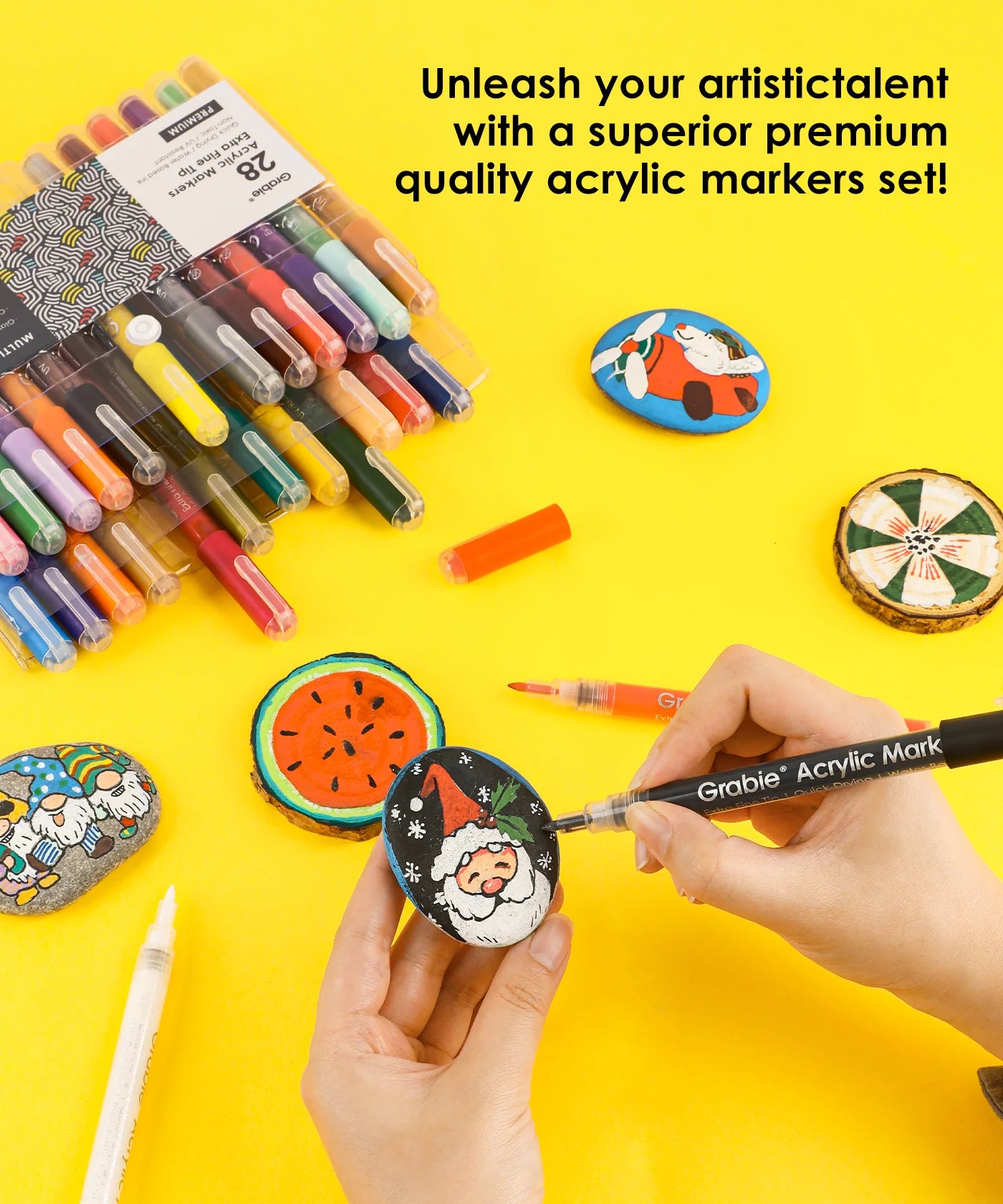 Our fine tip markers have a 0.7mm point for beautiful crisp and clean lines. A must for any artist creating drawings, technical work, or illustrations. The 28 colors are bright, quick flowing, and fast drying. Made to write practically everywhere, vivid Grabie markers eliminate dullness and boring.