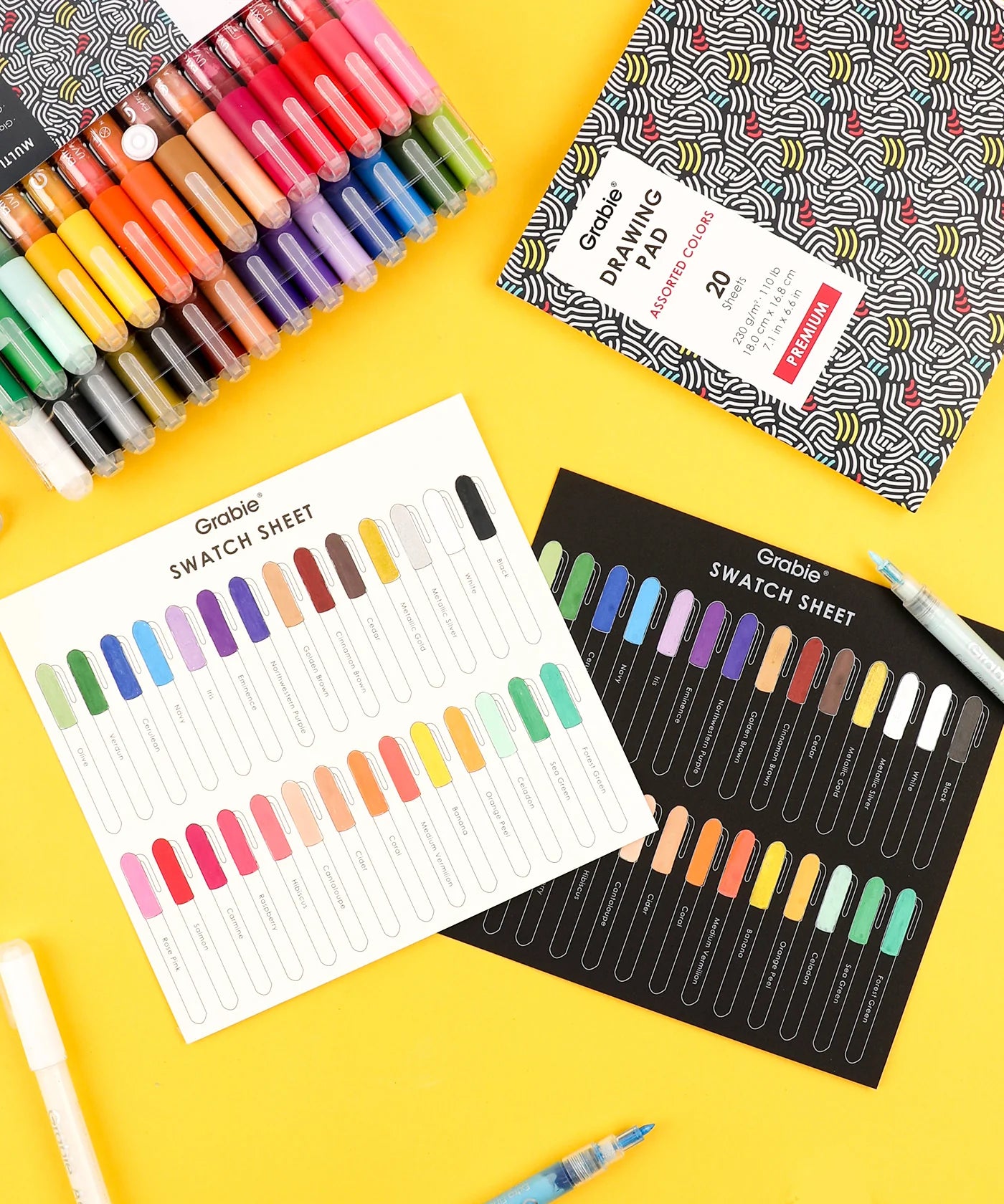 Our fine tip markers have a 0.7mm point for beautiful crisp and clean lines. A must for any artist creating drawings, technical work, or illustrations. The 28 colors are bright, quick flowing, and fast drying. Made to write practically everywhere, vivid Grabie markers eliminate dullness and boring.