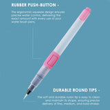 Embrace certainty in your artistic journey with Grabie's set of 3 water brush pens! Perfect for creating stunning watercolor paintings, captivating gouache artworks, and intricate calligraphy, this premium collection features durable nylon brush tips that provide sensitive responses for fine lines.  

DURABLE NYLON BRUSH TIPS - Hold their point and withstand wear, delivering delicate lines or pools of color. 

ASSORTED TIPS & PRECISE WATER FLOW - Although durable, the fiber tips maintain their shape for fin