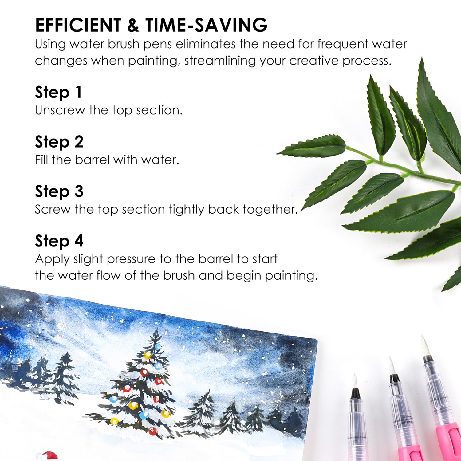Embrace certainty in your artistic journey with Grabie's set of 3 water brush pens! Perfect for creating stunning watercolor paintings, captivating gouache artworks, and intricate calligraphy, this premium collection features durable nylon brush tips that provide sensitive responses for fine lines.  

DURABLE NYLON BRUSH TIPS - Hold their point and withstand wear, delivering delicate lines or pools of color. 

ASSORTED TIPS & PRECISE WATER FLOW - Although durable, the fiber tips maintain their shape for fin