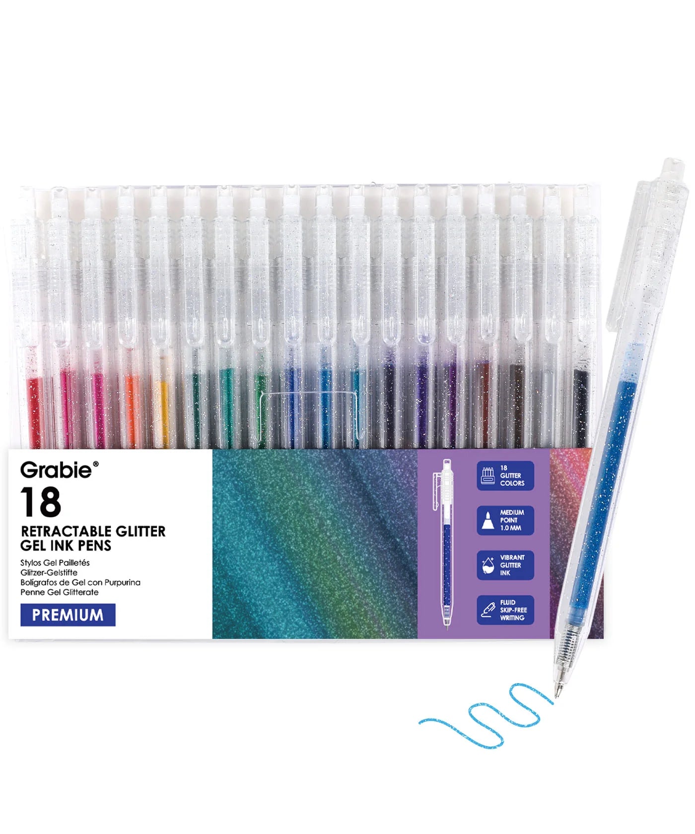 Get ready to elevate your artwork with the Retractable Glitter Gel Ink Pen Set of 18. This collection delivers a dazzling spectrum of vibrant color and captivating sparkle, perfect for everything from adult coloring and journaling to intricate craft projects. Designed for immediate inspiration, these pens feature a seamless push-button design and a precision 1.0mm tip for smooth, skip-free glitter lines every time.