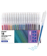 Get ready to elevate your artwork with the Retractable Glitter Gel Ink Pen Set of 18. This collection delivers a dazzling spectrum of vibrant color and captivating sparkle, perfect for everything from adult coloring and journaling to intricate craft projects. Designed for immediate inspiration, these pens feature a seamless push-button design and a precision 1.0mm tip for smooth, skip-free glitter lines every time.
