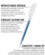 Get ready to elevate your artwork with the Retractable Glitter Gel Ink Pen Set of 18. This collection delivers a dazzling spectrum of vibrant color and captivating sparkle, perfect for everything from adult coloring and journaling to intricate craft projects. Designed for immediate inspiration, these pens feature a seamless push-button design and a precision 1.0mm tip for smooth, skip-free glitter lines every time.