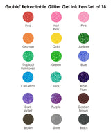 Get ready to elevate your artwork with the Retractable Glitter Gel Ink Pen Set of 18. This collection delivers a dazzling spectrum of vibrant color and captivating sparkle, perfect for everything from adult coloring and journaling to intricate craft projects. Designed for immediate inspiration, these pens feature a seamless push-button design and a precision 1.0mm tip for smooth, skip-free glitter lines every time.