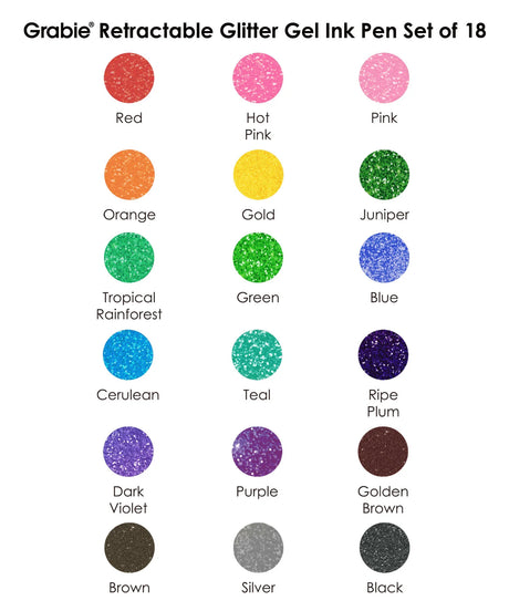 Get ready to elevate your artwork with the Retractable Glitter Gel Ink Pen Set of 18. This collection delivers a dazzling spectrum of vibrant color and captivating sparkle, perfect for everything from adult coloring and journaling to intricate craft projects. Designed for immediate inspiration, these pens feature a seamless push-button design and a precision 1.0mm tip for smooth, skip-free glitter lines every time.