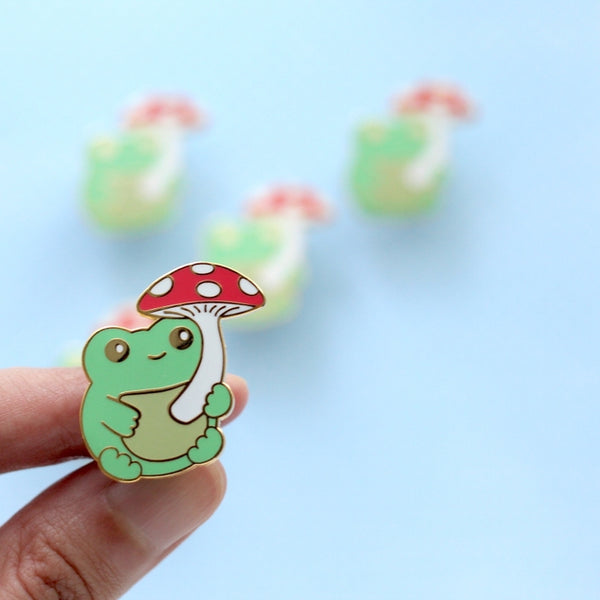 Frog & Mushroom Umbrella Enamel Pin