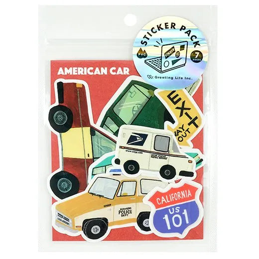 Greeting Life American Cars Sticker Pack - 7 Vinyl Sticker