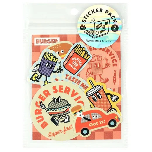 Greeting Life Burger Sticker Pack - 7 Vinyl Sticker