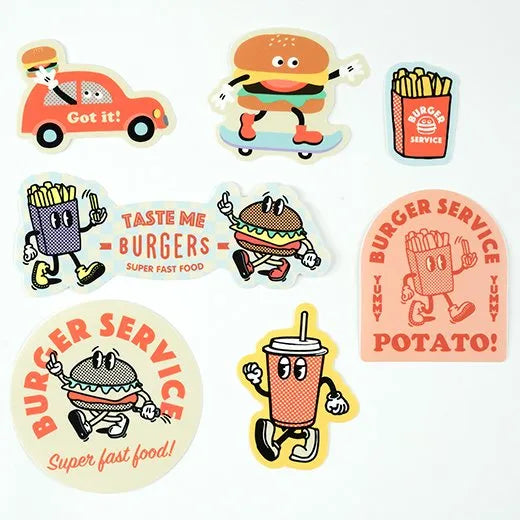 Greeting Life Burger Sticker Pack - 7 Vinyl Sticker