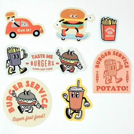 Greeting Life Burger Sticker Pack - 7 Vinyl Sticker