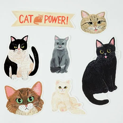 Greeting Life Cat Power Sticker Pack - 7 Vinyl Stickers