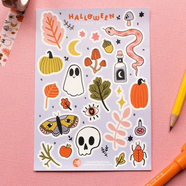 Jade Holly Design Halloween Sticker Sheet