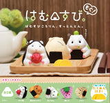 Hamusubi Kororin, Suttonton. Hamsters and rice balls have collaborated! Their adorable appearance will surely catch your eye! Each comes with a little Takuan figurine to display together. Approximately 3.4cm.&nbsp;

Lineup (5 Variants):

Nori Ume (Seaweed &amp; Plum)
Grilled Rice Ball
Bean Rice
Plum Shiso
Gomoku (Mixed Ingredients)