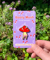 Booty Mush enamel Pin measures 2.6 x 3.5cm, made from red, cream and white hard enamel with shiny gold metal finish and pink screen-printed rosy bum cheek details.

This pin is held in place with secure rubber backing. Comes on a 100% post-consumer recycled backing card.

Designed in Melbourne by Hannakin.