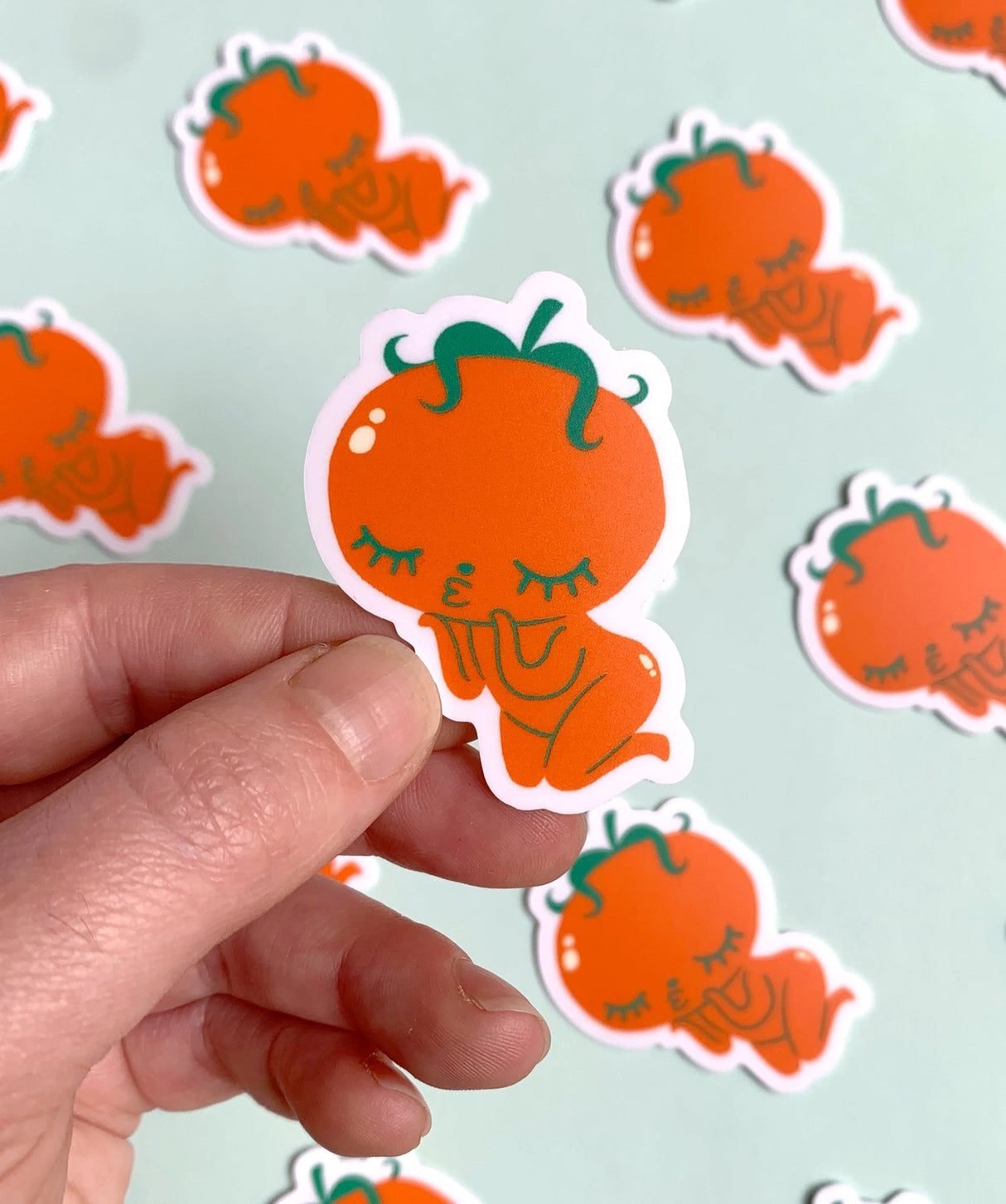 "Kissy Tomato" Vinyl Sticker made from Hannakin illustration.

Made from a durable waterproof vinyl with a matte laminate that protects it from scratching, rain and sunlight.