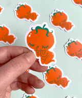 "Kissy Tomato" Vinyl Sticker made from Hannakin illustration.

Made from a durable waterproof vinyl with a matte laminate that protects it from scratching, rain and sunlight.