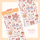 Cherry Rabbit Happy Birthday Sticker Sheet