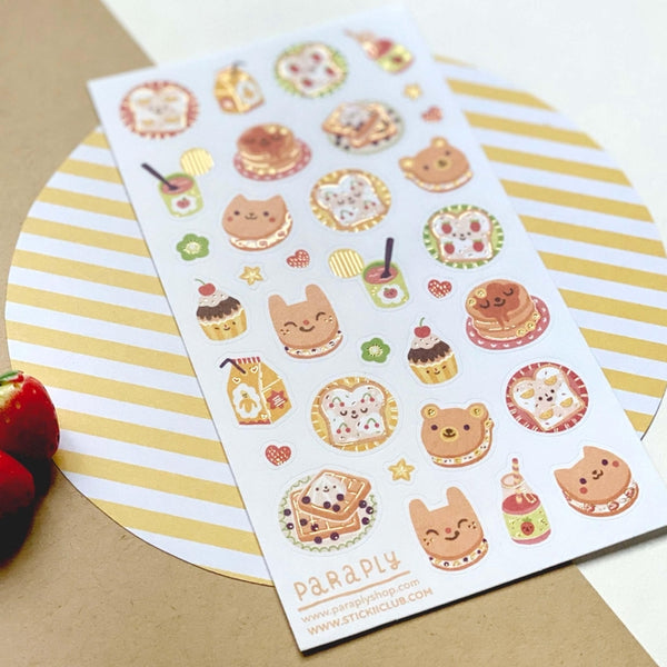 Happy Breakfast Foods Sticker Sheet