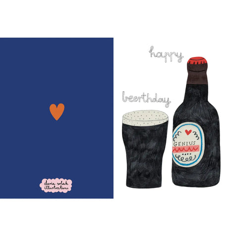 From the creative mind of Daria Solak Illustrations comes the HAPPY BEERTHDAY card, a delightful way to convey your sentiments. This A6-sized card is a charming choice for any occasion. Reflecting Daria's love for color and joy, it is designed to bring a smile to everyone's face. Each card originates from hand-drawn illustrations and is locally printed, demonstrating a commitment to quality and creativity. Celebrate everyday moments with this vibrant, whimsical card.