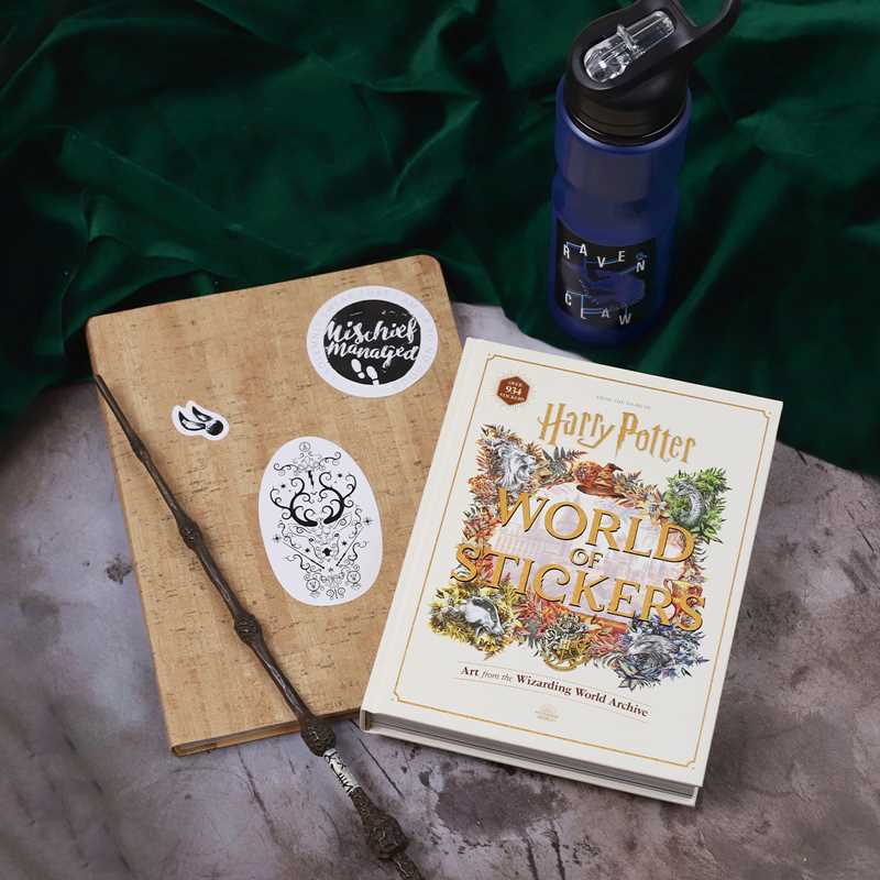 This keepsake book includes more than 934 full-color stickers and showcases unique art inspired by the Harry Potter films.

Create magical decorations and designs with the more than 934 stickers in this collectible book that features Harry Potter film-inspired art! Along with stickers of house crests and banners, Patronus guardians, fantastic beasts, Quidditch equipment, the Yule Ball, images from Diagon Alley—including Weasleys’ Wizard Wheezes and Ollivanders Wand Shop.