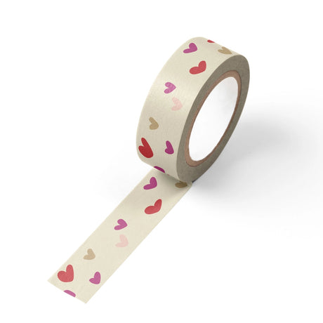 Fill every project with love! This French Vanilla washi tape is covered in playful pink and red heart doodles, perfect for wrapping gifts, decorating cards, or adding a cheerful touch to planners and journals.

Additional Details:
- 15 mm width
- 10 m length
