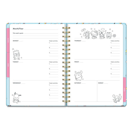 Hello Kitty and Friends College Blue Undated Tri-Tab Planner 12 Months