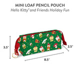 Meet your new favorite stationery essential! Featuring a festive holiday Hello Kitty and Friends pattern, this perfectly sized pouch is the ideal home for your pens, pencils, and other small writing supplies. The smooth-glide zipper keeps everything secure, but the true showstopper is the irresistible Hello Kitty-shaped zipper charm! This pouch makes the perfect Christmas gift for students, coworkers, or any Hello Kitty fan!