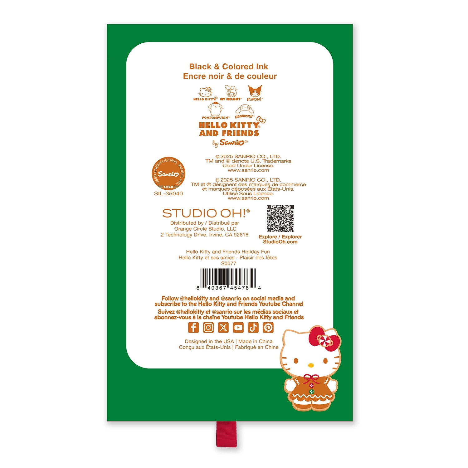 Unleash your imagination with these festive Hello Kitty® and Friends gel pens! This set features five cute, coordinating pens, each with an adorable holiday design on the barrel. The pens feature a 0.7 mm tip for creating medium-thick lines and have smooth-flowing ink in five different colors: green, yellow, blue, red, and black. The soft-touch barrels ensure an extra comfortable grip whether you’re taking notes, making lists, doodling, or planning your schedule. Plus, they make the perfect Christmas gift.