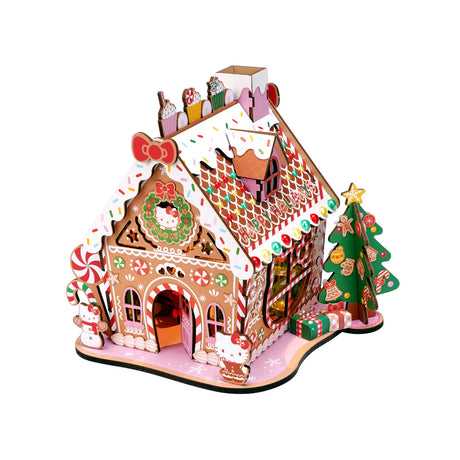 Once upon a time, in a cozy little town, there was a magical gingerbread house that sparkled with sweetness and joy. But this wasn't just any ordinary gingerbread house-it was Hello Kitty's, the beloved girl who filled hearts with love and cheer all over the world.
Bring the festive cheer to life with this Hello Kitty Wooden Gingerbread House Kit! This charming, easy-to-build craft project lets you create your own sweet, wooden gingerbread house adorned with the adorable Hello Kitty design