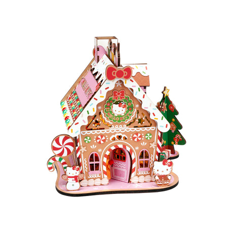 Once upon a time, in a cozy little town, there was a magical gingerbread house that sparkled with sweetness and joy. But this wasn't just any ordinary gingerbread house-it was Hello Kitty's, the beloved girl who filled hearts with love and cheer all over the world.
Bring the festive cheer to life with this Hello Kitty Wooden Gingerbread House Kit! This charming, easy-to-build craft project lets you create your own sweet, wooden gingerbread house adorned with the adorable Hello Kitty design