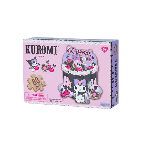 Discover joy with the Hello Kitty Wooden Jigsaw Puzzle: Kuromi Cherries and Cookies (88pcs). This officially licensed Sanrio product features iconic Hello Kitty in 96 vibrant wooden pieces. Crafted for durability and a seamless fit, it's a delightful challenge for fans of all ages 8+. Embrace positivity and bring Hello Kitty to life with this charming puzzle – perfect for relaxation and family fun. Display your completed masterpiece proudly and celebrate the timeless appeal of Hello Kitty.