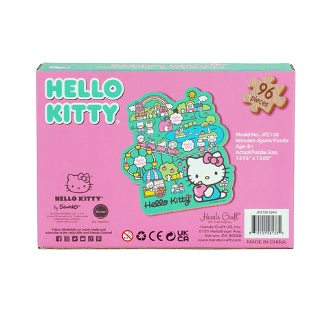 Discover joy with the Hello Kitty Wooden Jigsaw Puzzle: Amusement Park (96pcs). This officially licensed Sanrio product features iconic Hello Kitty in 96 vibrant wooden pieces. Crafted for durability and a seamless fit, it's a delightful challenge for fans of all ages 8+. Embrace positivity and bring Hello Kitty to life with this charming puzzle – perfect for relaxation and family fun. Display your completed masterpiece proudly and celebrate the timeless appeal of Hello Kitty.