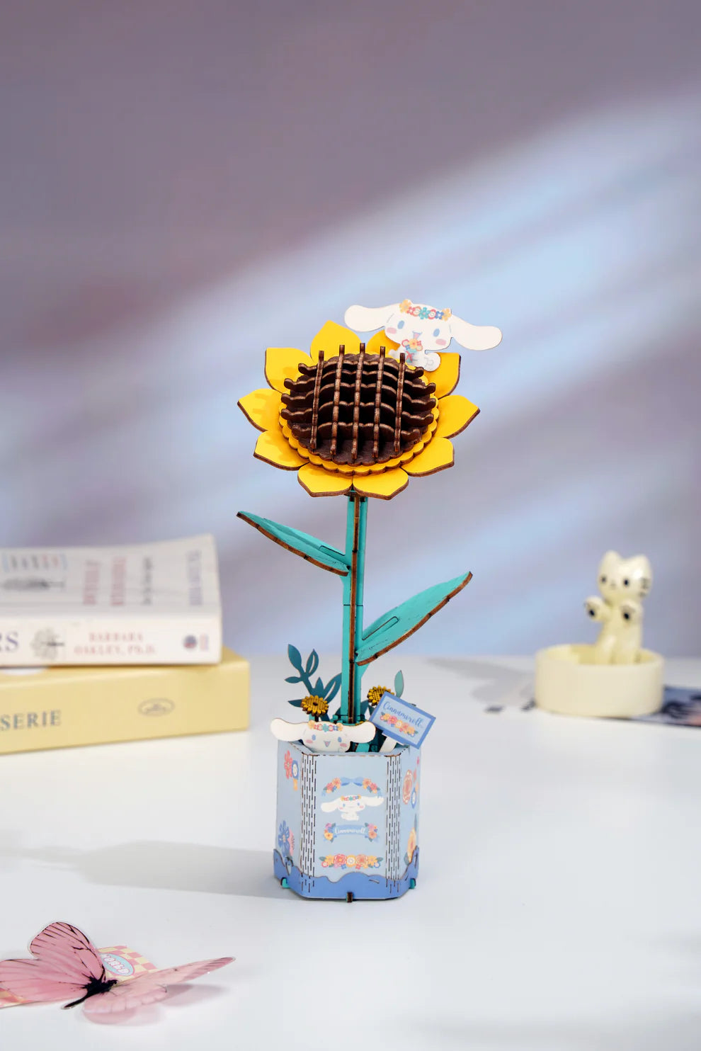 Bring your creativity to life with the Cinamoroll Sunflower 3D Wooden Puzzle Kit! This delightful DIY kit allows you to build a charming sunflower design featuring the beloved Cinamoroll character. Crafted from high-quality natural wood, the pieces fit together perfectly, offering a fun and rewarding challenge for both kids and adults.

The kit includes everything you need: step-by-step instructions and precisely cut wooden pieces that fit together without the need for glue or special tools.