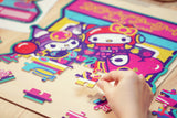 Discover joy with the Hello Kitty Wooden Jigsaw Puzzle: Kawaii Arcade (99pcs). This officially licensed Sanrio product features iconic Hello Kitty in 96 vibrant wooden pieces. Crafted for durability and a seamless fit, it's a delightful challenge for fans of all ages 8+. Embrace positivity and bring Hello Kitty to life with this charming puzzle – perfect for relaxation and family fun. Display your completed masterpiece proudly and celebrate the timeless appeal of Hello Kitty.