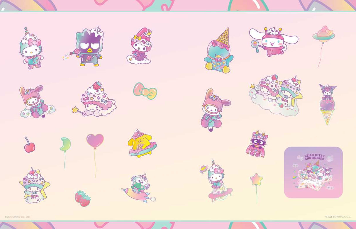 More than 500 colorful stickers of Hello Kitty and Friends are perfect for scrapbooking or decorating your personal items.

Ever since Hello Kitty made her first appearance in 1974, she has garnered millions of fans over several generations and continues to be popular today. This collection of more than 500 colorful stickers includes Hello Kitty and Friends in a variety of fun poses and features favorite Sanrio characters, group poses, icons, and fun graphics that are perfect for scapbooking or decorating s