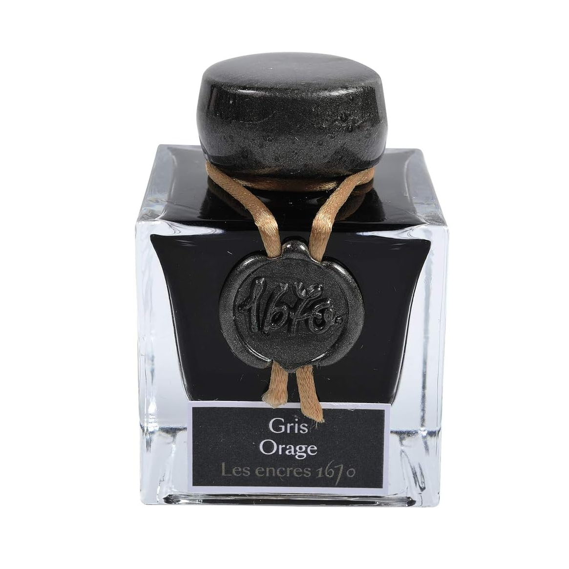 The 1670 Anniversary Collection celebrates the life of the 17th-century French adventurer, Jacques Herbin. Sailing from India, Monsieur Herbin arrived home to Paris with formulas for the now-famous Herbin inks and sealing waxes.

Enhanced with a luxurious, golden metallic sheen, these highly saturated inks will add an elegant luster to all your writing.&nbsp;

Gris orage is a dark colour with flashes of gold that give this ink depth and relief.

Hand bottled with wax-dipped cap and seal.
50ml bottle.
Made i