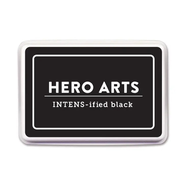 Hero Arts Intens-ified Black ink pad is a perfect choice for everyday stamping and crafting. The raised pad, measuring 3.5" x 2.25", easily inks stamps of any size.

The hybrid (both dye and pigment) formulation is ideal for use with alcohol-based markers. The intense black ink is acid-free, archival, and fade-resistant.