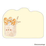 By making 70% of the adhesive side of the label, Pita Fusen can be stuck firmly and does not peel off easily.&nbsp;The cute die-cut type has a shape that makes the most of the design of the illustration. The design is based on an illustration by Tocoro Comugi, an illustrator who is very popular on SNS for drawing loose and slightly funny animals. The large (message type) is large enough to write on. It is designed to stick firmly so that important messages will not peel off.

95 x 70mm
20 sheets