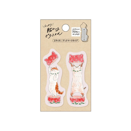 By making 70% of the adhesive side of the label, Pita Fusen can be stuck firmly and does not peel off easily. The cute die-cut type has a shape that makes the most of the design of the illustration. The design is based on an illustration by Tokorokomugi, an illustrator who is very popular on SNS for drawing loose and slightly funny animals. The small (bookmark type) is a convenient size when you want to put a marker on your page. It is designed to stick firmly so that it will not easily peel off from books 