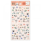This sticker has a translucent and matte texture that blends in with the notebook.
It can be separated with perforations and carried as much as necessary.
I drew a panda who enjoys many hobbies such as yoga, notebook deco, games, and walking.
It is recommended for decorating around appointments and dates.


1 Sheet included
165× 90mm
Transparent seal