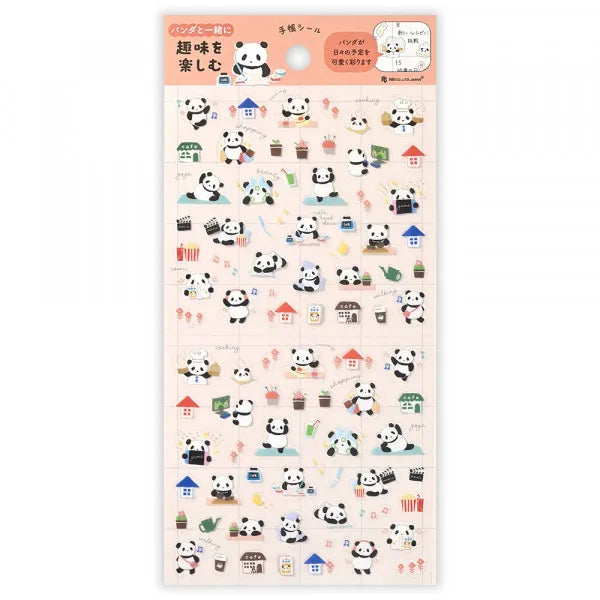 This sticker has a translucent and matte texture that blends in with the notebook.
It can be separated with perforations and carried as much as necessary.
I drew a panda who enjoys many hobbies such as yoga, notebook deco, games, and walking.
It is recommended for decorating around appointments and dates.


1 Sheet included
165× 90mm
Transparent seal