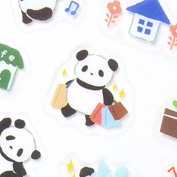 This sticker has a translucent and matte texture that blends in with the notebook.
It can be separated with perforations and carried as much as necessary.
I drew a panda who enjoys many hobbies such as yoga, notebook deco, games, and walking.
It is recommended for decorating around appointments and dates.


1 Sheet included
165× 90mm
Transparent seal