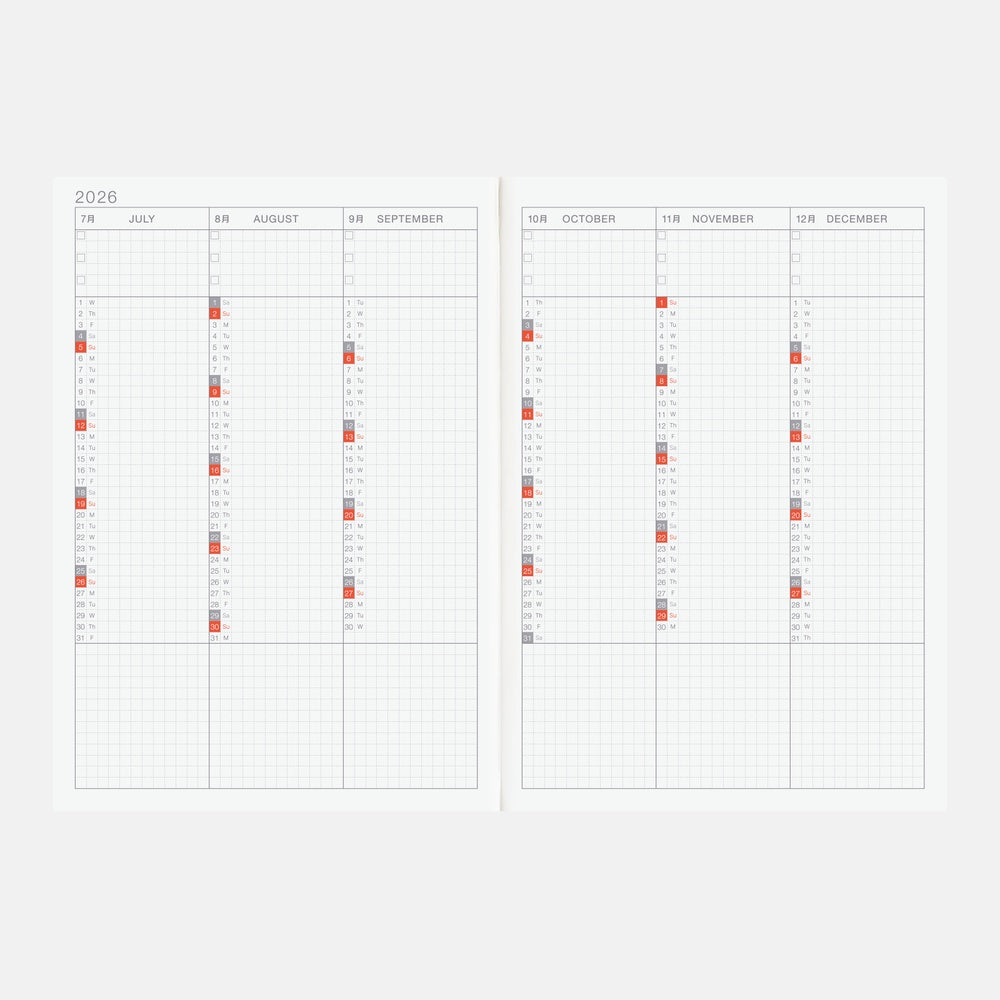 Hobonichi 2026 English Cousin Book [A5/Jan Start/Mon Start]