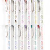The Hobonichi Techo uses 12 soft colors across the book. The TSUKI no IRO stationery series incorporates these colors into simple designs.

This set of six Uniball One pens features vibrant, bold ink colors selected in colors that go well with the printing colors used for each of the twelve months in the Hobonichi Techo.
The twelve colors are divided into two sets of six pens—one for January through June, and the other for July through December—each housed in an original case.