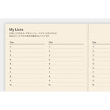 Notebook page with 'My Lists' section on a beige background